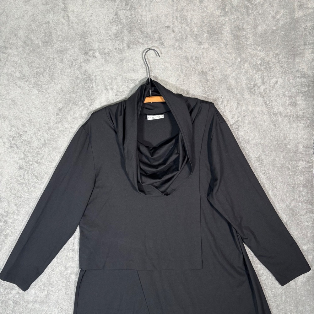 Bryn Walker Black Modal Blend Asymmetrical Cowl Neck Tunic Dress Women Large USA - Picture 6 of 13
